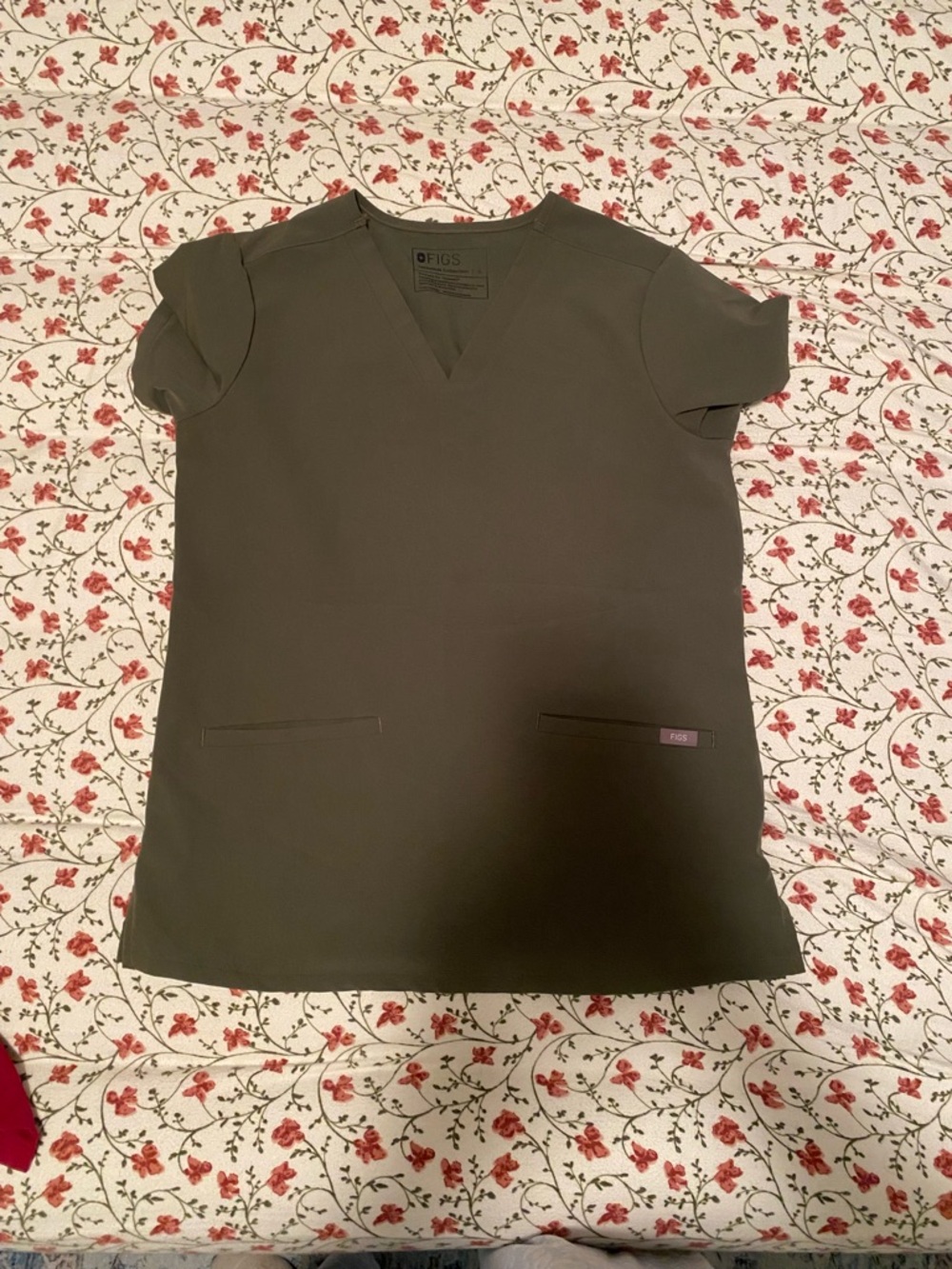 FIGS Olive V-Neck Scrub Top